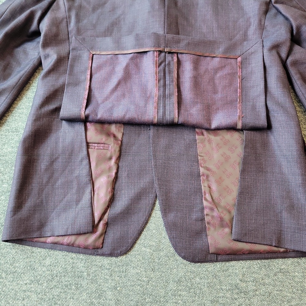 Psycho Bunny Blazer Men's 42R‎ Purple Wool Robert Godley Union Skull Lining - Picture 12 of 13